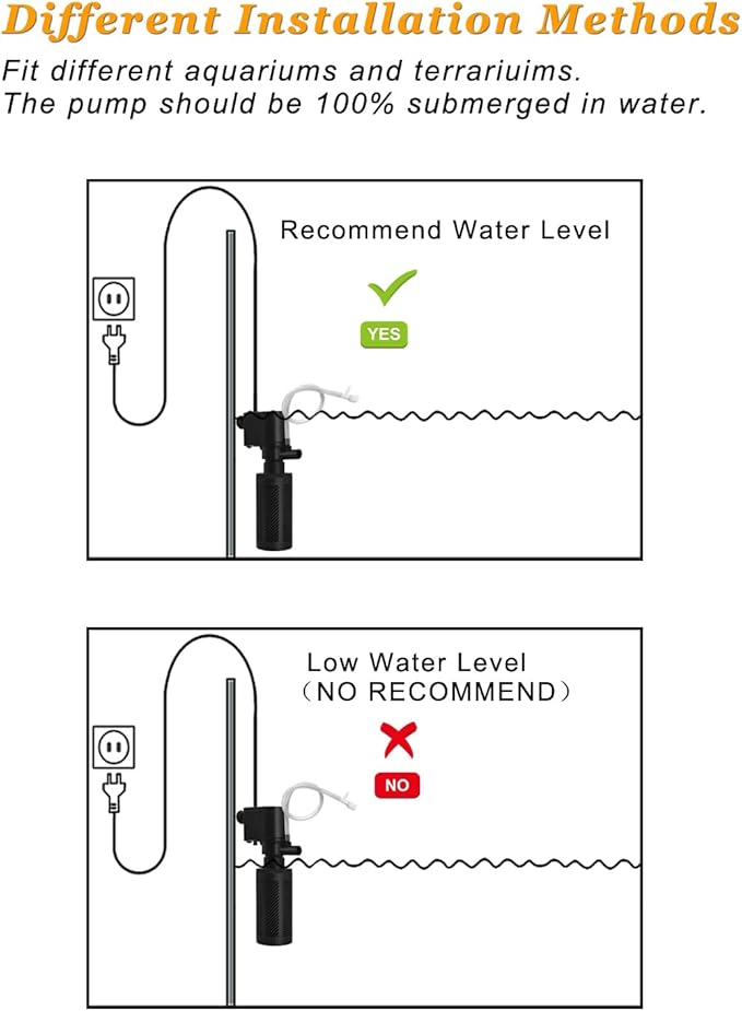 DOMICA Small Aquarium Filter with Aeration System 92GPH 5W Internal Filter for 3 to 10 Gallons Fish Tank, Submersible Fish Tank Filter with 4-pack Pre-filter Sponge-PawvioPets