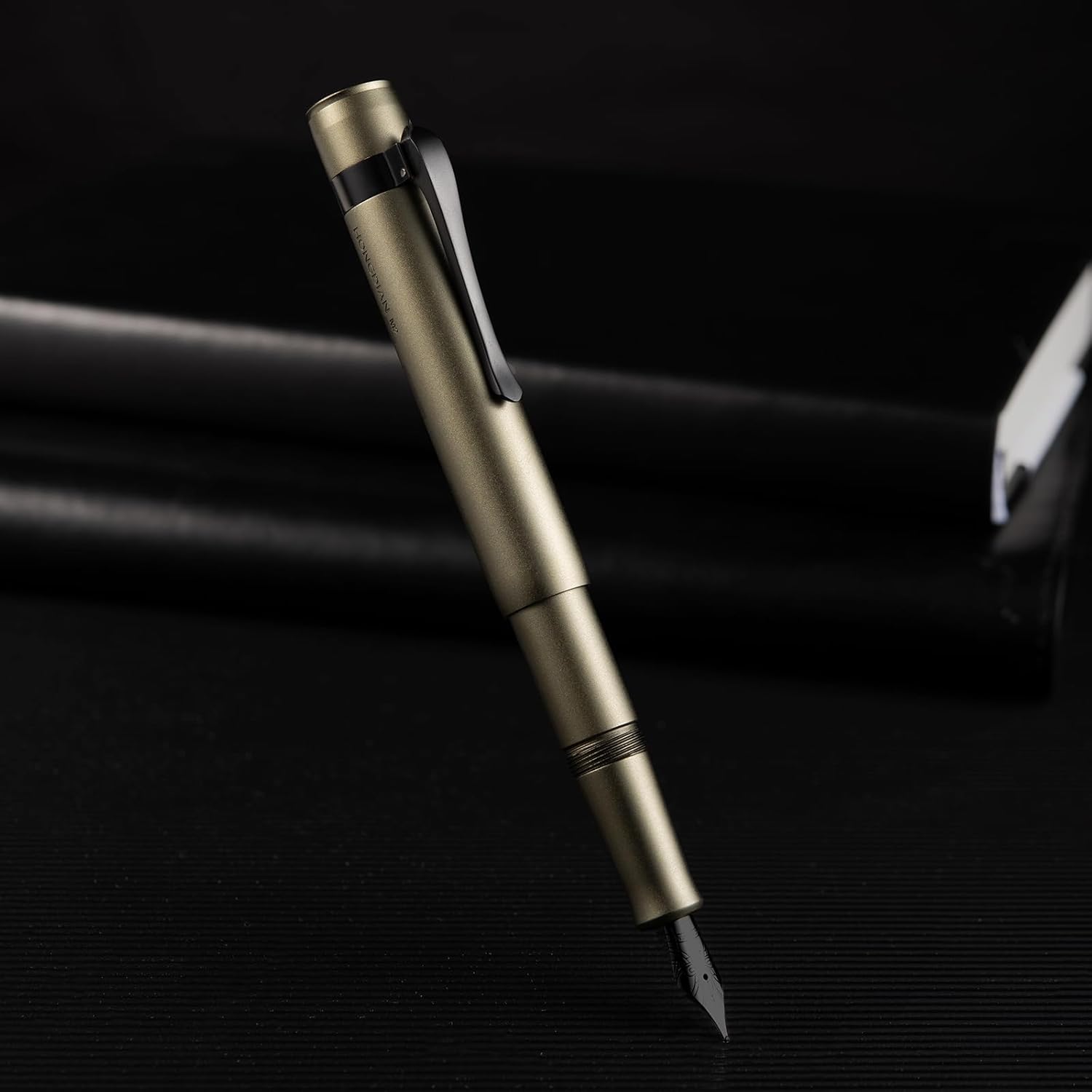 Hongdian M2 Black Forest Mini Fountain Pen, Medium Nib & Sleek Shape Aluminium Short Pocket Travel Pen (Army Green)