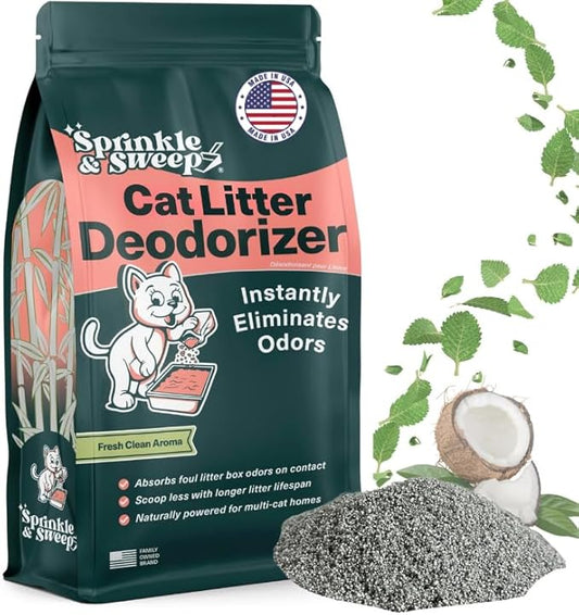 Cat Litter Deodorizer | Odor Eliminator for Litter | Smell Control for Cats | Non-Toxic & Safe for Kittens | Home Odor Neutralizer | Kitty Litter Freshener | Sprinkle & Sweep | One Month Supply 8oz-PawvioPets