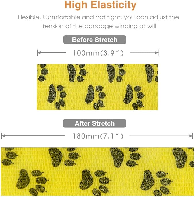 AUPCON Vet Wrap Cohesive Bandages Bulk Self Adhesive Bandage Wrap Self Adherent Wrap Non-Woven for Dogs Pet Animals & Ankle Sprains & Swelling 2 Inch x 5 Yards (3 Inch Claw)-PawvioPets