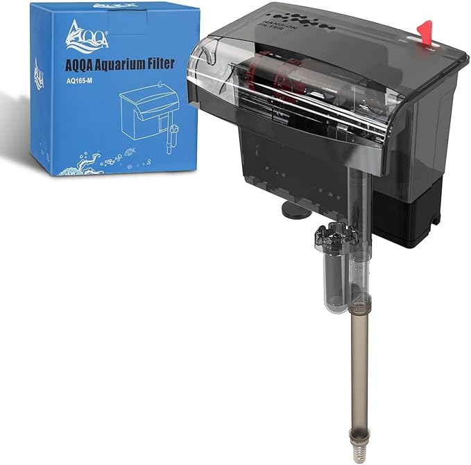 AQQA Aquarium Filter 10-30 Gallon Fish Tank Filters with Bio-Wheel Power, Hang on Back Aquarium Filter, Adjustable Flow Hob Filter, Quiet Efficient and Silent Operation (8W 110 GPH)-PawvioPets