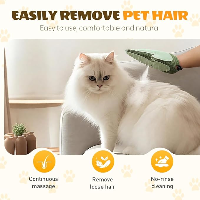 All-in-One Grooming Mist Glove for Pets, Upgrade Efficient Pet Hair Remover Gloves Grooming Spray Comb, Gentle Deshedding Efficient for Dogs & Cats (Blue)-PawvioPets