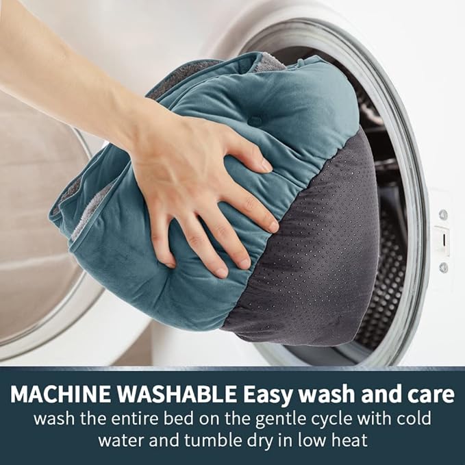 Asvin Medium Dog Bed for Medium Dogs, Cat Beds for Indoor Cats, Pet Bed for Puppy and Kitty, Extra Soft & Machine Washable with Anti-Slip & Water-Resistant Oxford Bottom, Teal, 25 inches-PawvioPets