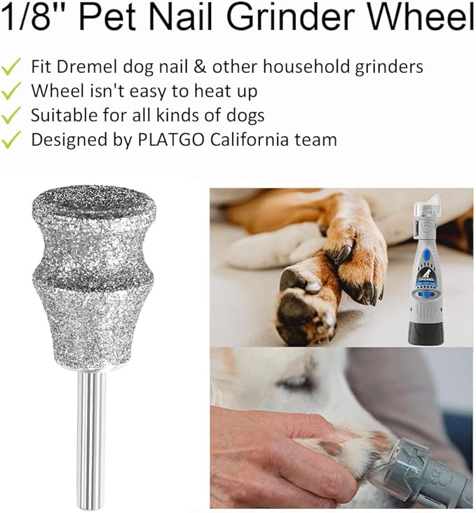 Diamond Dremel Nail Grinder Bits for Pets, Diamond Pet Nail Grinder Wheel can Perfect Work with Dremel Sanding Drums for Large Dogs & Small Dogs & Animal Nail Care,80 Grit Home Grinder Tools-PawvioPets