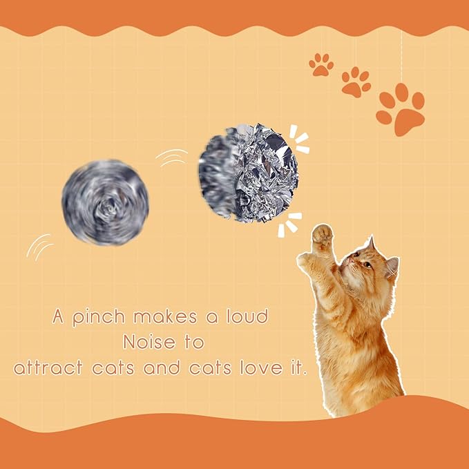 Andiker Cat Crinkle Balls, 2.36 Inches 6 Colors 12pcs Cat Balls Chew and Chase Kitten Mylar Crinkle Ball Lightweight Cats Toys for Indoor Cats to Keep Fit and Active(12pcs)-PawvioPets