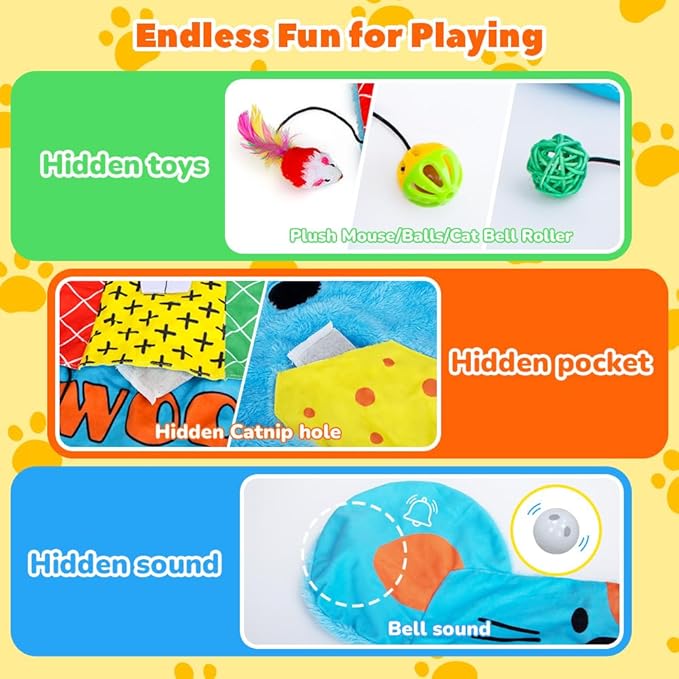 AWOOF Cat Mat, Cute Soft Catnip Mat, Cat Activity Mat Machine Washable Catnip Toys Interactive Cat Toys for Indoor Cats (Mouse Shape)-PawvioPets