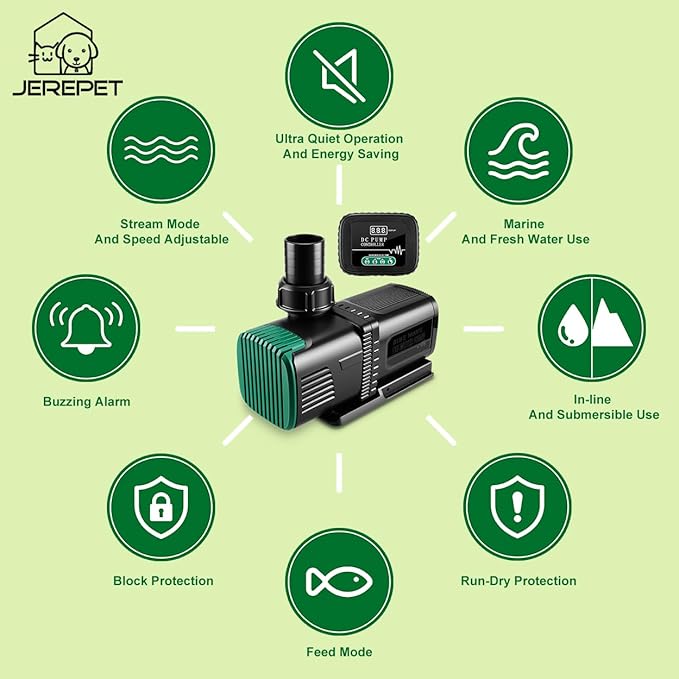 4800GPH Aquarium 36V DC Water Pump with Controller, 105W Submersible and Inline Return Pump for Fish Tank,Fountains,Sump,Hydroponic,Pond,Freshwater and Marine Water Use,25FT Max Lift-PawvioPets