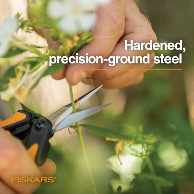 Fiskars Micro-Tip Pruning Snips - 6" Garden Shears with Sheath and Comfort Grip - Sharp Steel Blades - Quality Pruning Shears for Plants in Grow Tents and Hydroponics - Garden Tools-PawvioPets