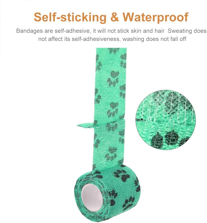 AUPCON Vet Wrap Cohesive Bandages Bulk Self Adhesive Bandage Wrap Self Adherent Wrap Non-Woven for Dogs Pet Animals & Ankle Sprains & Swelling 2 Inch x 5 Yards (2 Inch Claw)-PawvioPets