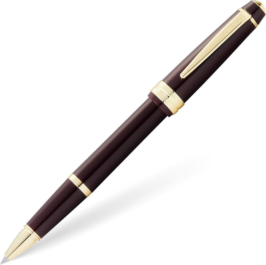 Cross Bailey Light Refillable Rollerball Pen Presented in a Everyday Gift Box - Medium Point, Black Ink, Polished Burgundy
