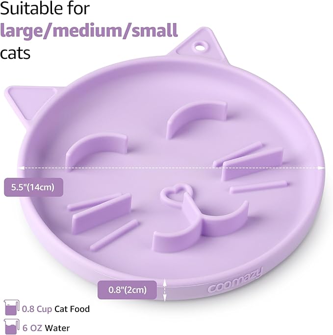 Coomazy Silicone Slow Feeder Dog Cat Bowls, Interactive Puzzle Toy for Pets Dry/Wet Food Training, Keeps Dogs Cats Busy, Prevents Puppy Kitty Overeating (Purple, 0.8 Cup)-PawvioPets