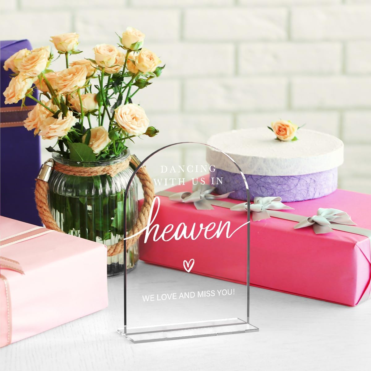 Acrylic Wedding Sign Dancing With Us In Heaven Sign for Wedding Wedding Signs for Ceremony Modern Calligraphy Arch Acrylic Table Top Sign for Wedding Reception and Event Party Table