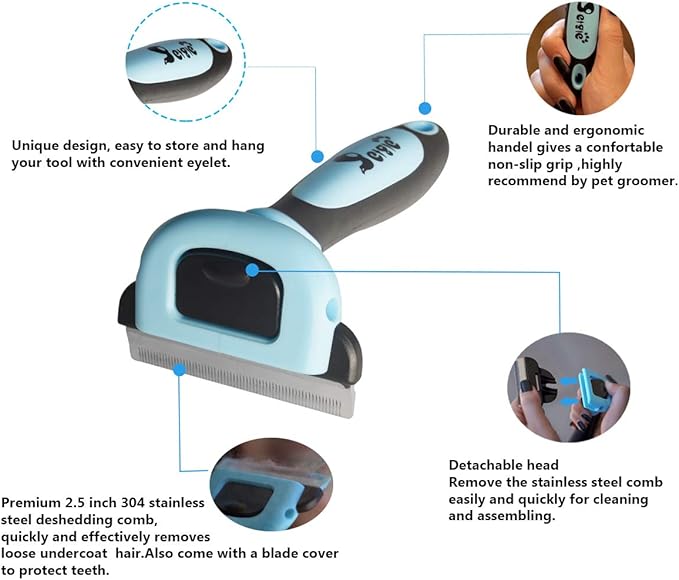 Cat Brush & Cat Comb for Shedding, 2.5inch Blue - Hair Brush for Long Hair and Short Hair, Pet Grooming Tool for Small to Medium Dogs and Cats, Detangle, Eco Friendly, Weekly Grooming-PawvioPets