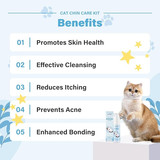 Cat Chin Acne Care Kit - Gently Removes Cat Chin Blackheads, Equipped with Cleansing Brush, Cruelty-Free, Nurtures Cat's Chin Softness and Freshness, 1.01 fl. oz-PawvioPets