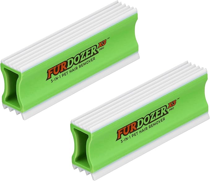 FurDozer X3 PRO Pet Hair Remover & Auto Detailing Tool - Cat & Dog Hair Remover for Carpets, Car Interiors, Couches, Bedding, & Furniture - Reusable Pet Hair Removal Tool for Fur & Lint, 5" (2-Pack)-PawvioPets