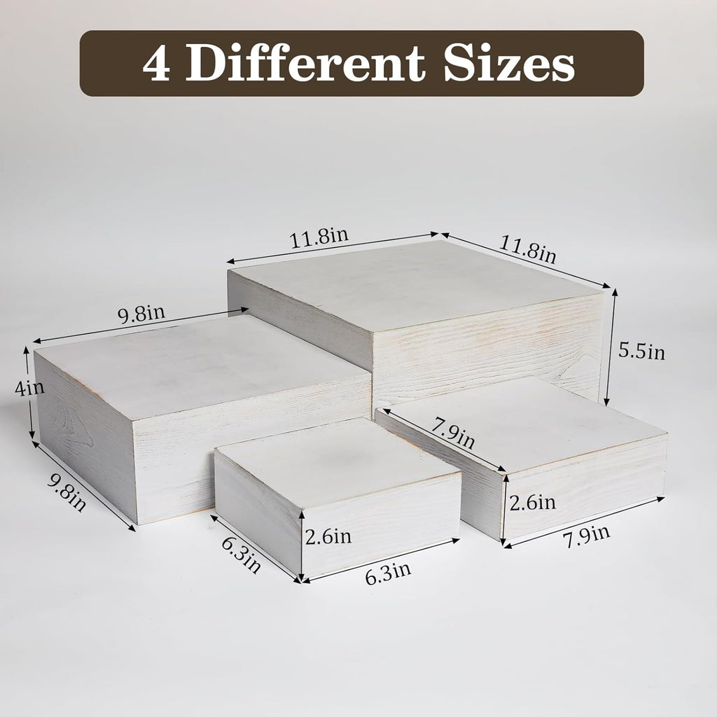 4 Pcs Buffet Risers, Wood Food Riser Dessert Display Stand for Party Wood Cupcake Stands Nesting Box for Display (Vinatge)