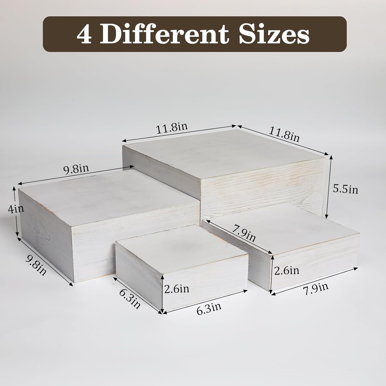 4 Pcs Buffet Risers, Wood Food Riser Dessert Display Stand for Party Wood Cupcake Stands Nesting Box for Display (Vinatge)