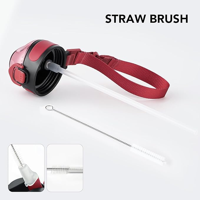 Enerbone 24 oz Insulated Water Bottle, Stainless Steel Bottle with Carrying Strap, Double-Wall Vacuum Insulation Design, Leakproof Sports Bottle with Straw, Keep Drinks Cold or Hot for Hours-PawvioPets