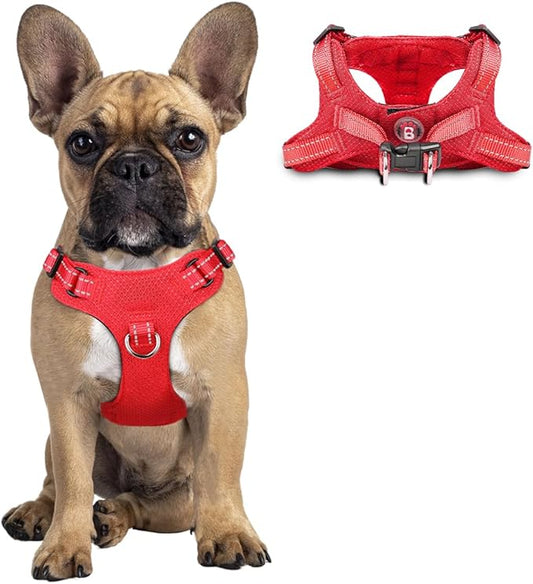 Dog Harness Step in Dog Vest Harness, Reflective Adjustable Puppy No Pull Harness Breathable Soft for Small and Medium Dogs Cats, Red, S-PawvioPets