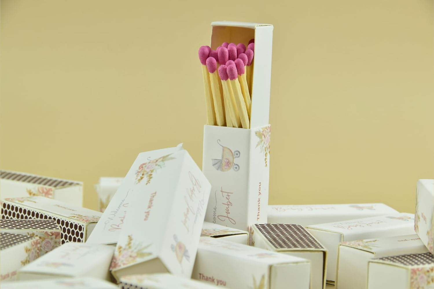 Customizable Baby Shower Matchboxes – Set of 10 – Cute Baby Design – Colorful Matchsticks – Perfect for Baby Shower Favors (2" Matchsticks, Baby #2)