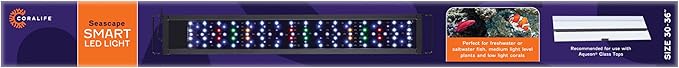 Coralife Fish Tank Aquarium Seascape WiFi/Bluetooth Smart LED Light Fixture, 30-36"-PawvioPets
