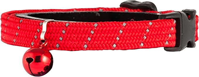 BirdsBeSafe® Break Away Cat Collar with Bell, Reflective Thread for Night Visibility, Comfortable Elastic Stretch Cat Collar to Protect Cat from Getting Stuck in The Garden.-PawvioPets