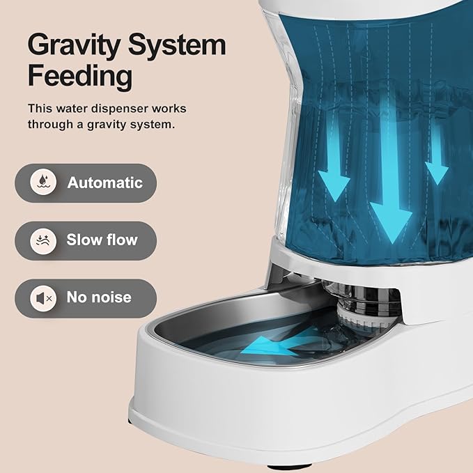 Gardner Pet Automatic Dog Water Dispenser Gravity Stainless Steel Water Waterer Feeder, 100% BPA-Free Large Capacity Water Feeding Bowls for Medium & Large-Sized Dogs Cats Other Pets -(1 Gallon)-PawvioPets