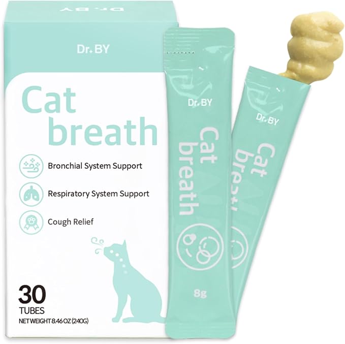 Dr.by Cat Breath Bronchial Supplements Cat Sneezing Treatment Asthma Cold Cough Nose Relief Respiratory&Immune Support with TF-343-30 lickable Formula Individually Packaged, Chicken (1 Pack (8.5OZ))-PawvioPets