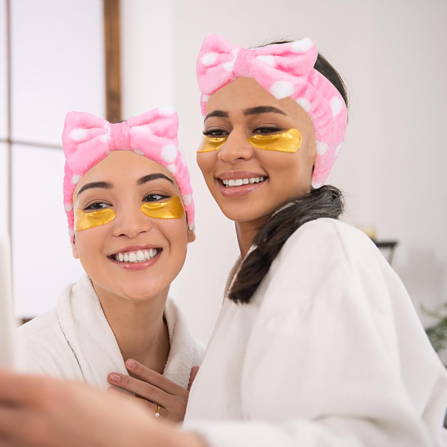 Semato 8 Pcs Pink Spa Headband with Dot Bachelorette Party Favor Set Skincare Headband for Women Gifts Party Supplies (pink dot)