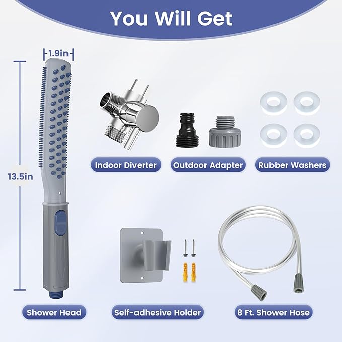 Dog Shower Attachment, Dog Shower With Metal Diverter, Pet Shower Attachment for Fast and Easy Dog Bathing, 3 Spray Modes One-Button Switch 8-Foot Hose For Indoor and Outdoor-PawvioPets