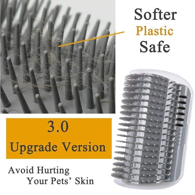 3.0 Softer Cat Self Groomer with Catnip, Dog Cat Corner Groomer,Wall Corner Scratcher Comb,Grooming Massage Brush, Perfect Scratch Massager Tool for Long & Short Fur Kitten/Puppy (2 Pack)-PawvioPets