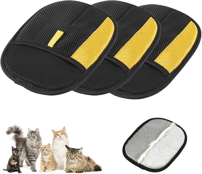 Electrostatic Gloves Pet Hair Removal Glove for Cats & Dogs, 2025 New Pet Hair Remover Glove for Couch, Furniture, Carpet, Curtain, Washable Reusable Animal Fur Removal Tool (3PCS)-PawvioPets