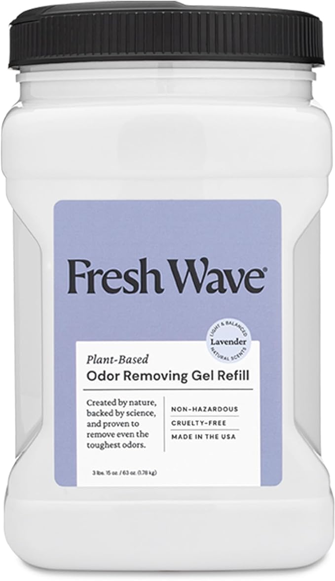 Fresh Wave Lavender Odor Removing Gel Refill, 63 oz. - Safer Odor Absorbers for Home, Natural Plant-Based Odor Eliminator, Every 15 oz. lasts 30-60 Days, For Cooking, Trash & Pets-PawvioPets