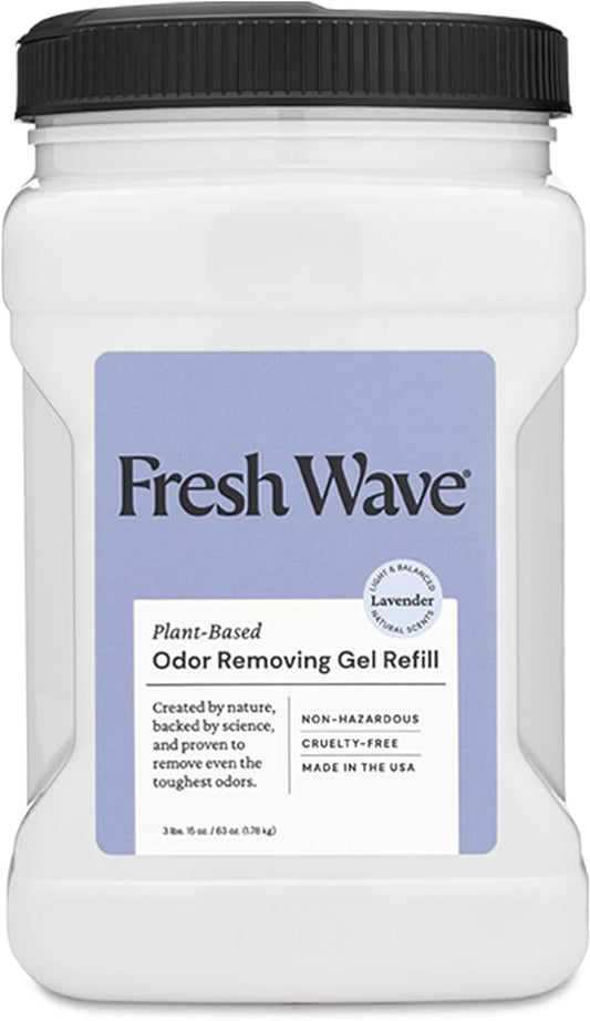 Fresh Wave Lavender Odor Removing Gel Refill, 63 oz. - Safer Odor Absorbers for Home, Natural Plant-Based Odor Eliminator, Every 15 oz. lasts 30-60 Days, For Cooking, Trash & Pets-PawvioPets