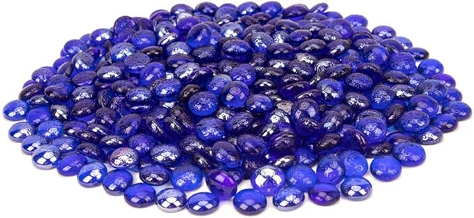 18 LB Fire Glass Beads Fireglass Drops for Gas Fire Pit Fireplace Cobalt Blue Luster Reflective Decorative Glass Gems Rocks Pebbles Stone for Vase Fillers Aquarium Fish Tank Decoration (Cobalt Blue)-PawvioPets