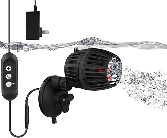 Carefree Fish Aquarium DC12V 10W Wave Maker 4 Level Adjustable Flow Rate Powerhead 1500Gph Wave Pump for 10~60Gal Freshwater and Saltwater Fish Tank-PawvioPets