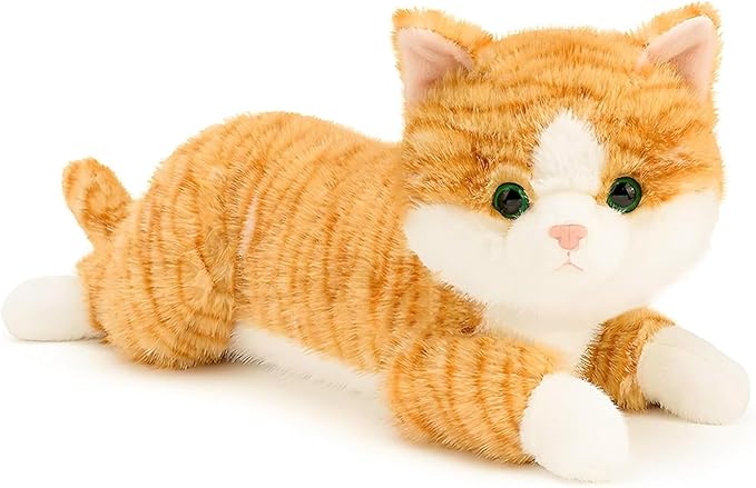 19 inch 3 lbs Cat Weighted Stuffed Animals, Realistic Weighted Cat Stuffed Animal, Sensory Comfort Plush Throw Pillow, Soft Kawaii Kitty Plush Toy Gift for Adults Kids Youth-PawvioPets