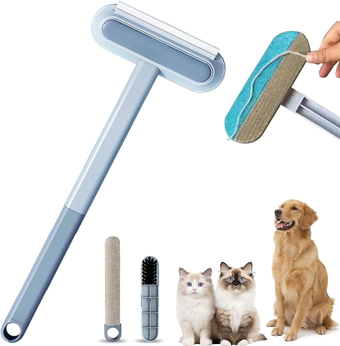 Cat Hair Remover 4-in-1 Multi-Functional Pet Hair Remover Brush,17.7Inch, Reusable Washable Lint Cleaner for Dog and Cat Hair, Gentle on Furniture, Sofas, Pet Beds, Bedding, Carpets, Clothing-PawvioPets
