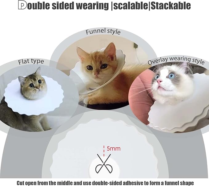 4Pcs Soft Cat Cone, Collar for Cats to Stop Licking, Lightweight, Disposable & Hygienic with Weekly Throwing Design, Multiple Wearing Methods (S/M/L)-PawvioPets