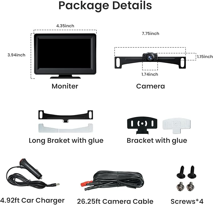 5'' HD 1080P Backup Camera, Backup Camera for Car, Reverse Rear Camera with Night Version 130° Wide Angle, Waterproof, Strong Signal for Car, Van, Truck, Trailer-PawvioPets