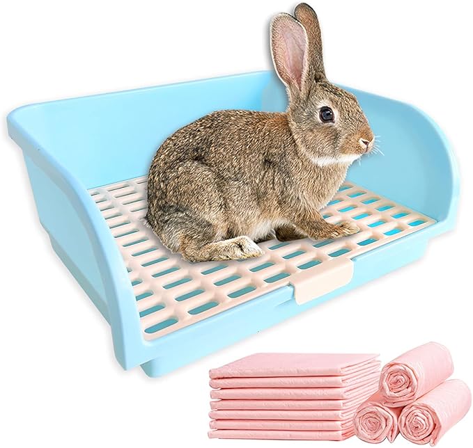 Amakunft Large Rabbit Litter Box, Small Animal Potty Trainer, Bunny Corner Toilet Box for cage, Small Pet Pan for Ferret/Guinea Pig/Chinchilla/Galesaur-PawvioPets