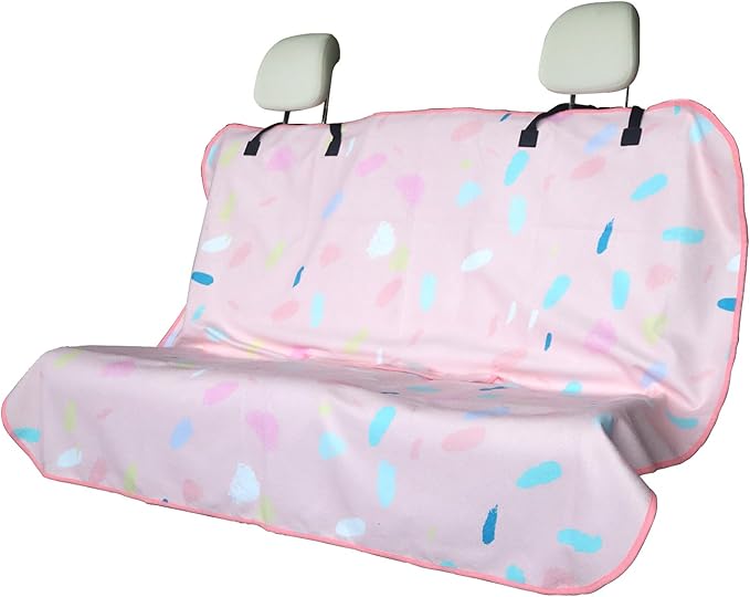 Back Seat Cover for Car Trucks Van SUV,Waterproof Rear Bench Towel Seat Covers for Dogs and Kids,Automotive Backseat Protector (Pink Marbling)-PawvioPets