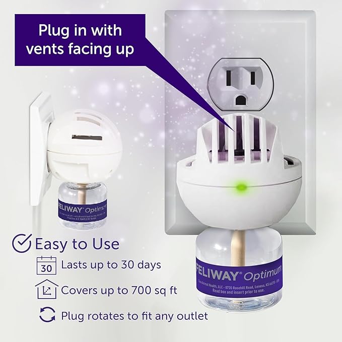 FELIWAY Optimum Cat, Enhanced Calming Pheromone Diffuser: 1 Diffuser & 2 Refills (60 Days)-PawvioPets