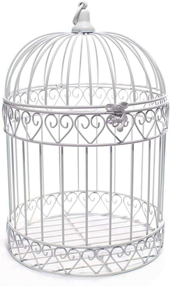 Anderson's Decorative Ivory Wire Birdcage Wedding Centerpiece, Table Décor, Hanging Decorations, Reusable-PawvioPets