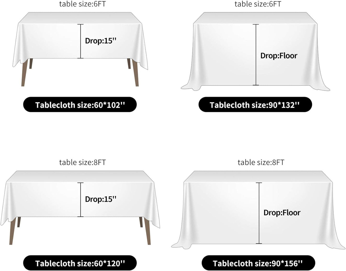 Ascoza 2pack 90x156 Inch Dusty Pink Rectangular Tablecloth 6 Feet Table Cloth in Polyester Fabric for Wedding/Banquet/Restaurant/Parties