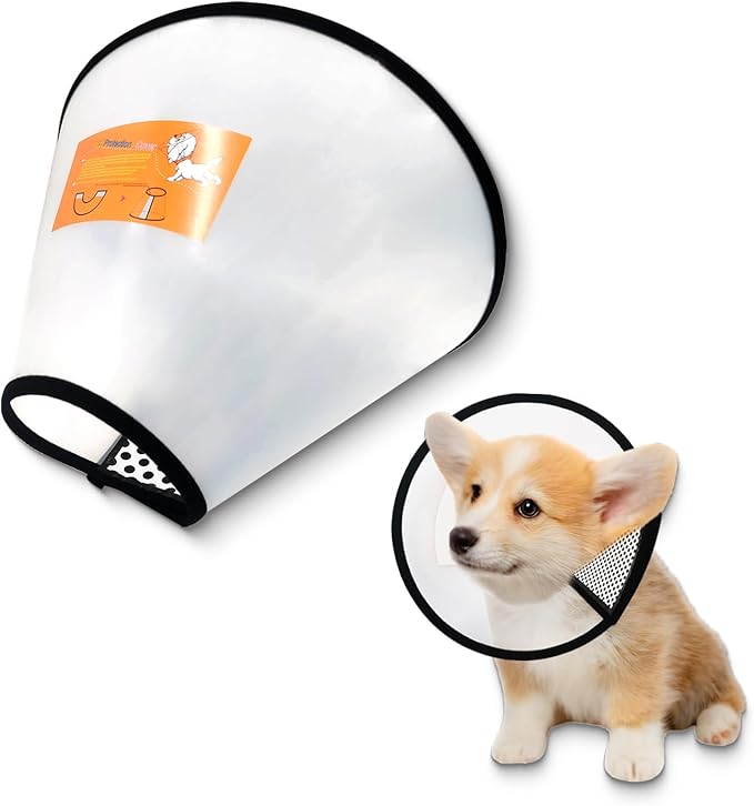 Adjustable Dog Cone Collar After Surgery Soft Cone of Shame Alternatives for Dog Cat Puppy Plastic Elizabethan Collar for Dogs from Licking Biting Scratching Wounds(S,Neck:7.1-8.7in)-PawvioPets