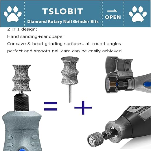 Diamond Dremel Dog Nail Grinder Attachment, 1/8'' Pet Nail Grinder Wheel for Dremel, 2-Pack (Large B+B)-PawvioPets