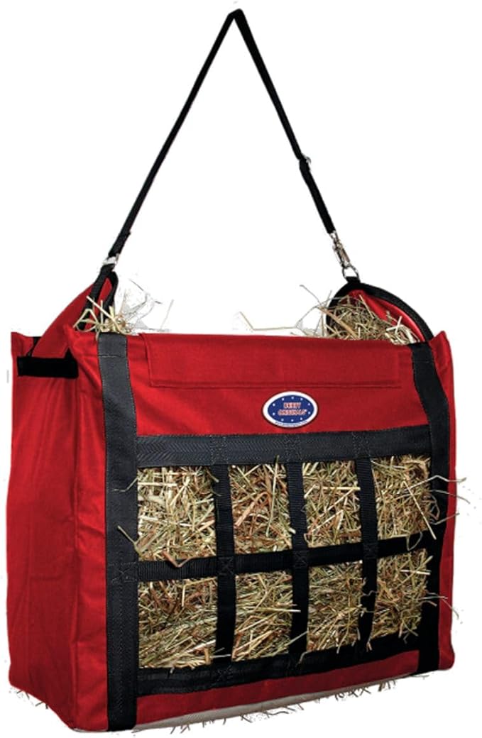 Derby Originals Top Load Hay Bag with Super Tough Bottom and 6 Month Warranty (Red/Black)-PawvioPets