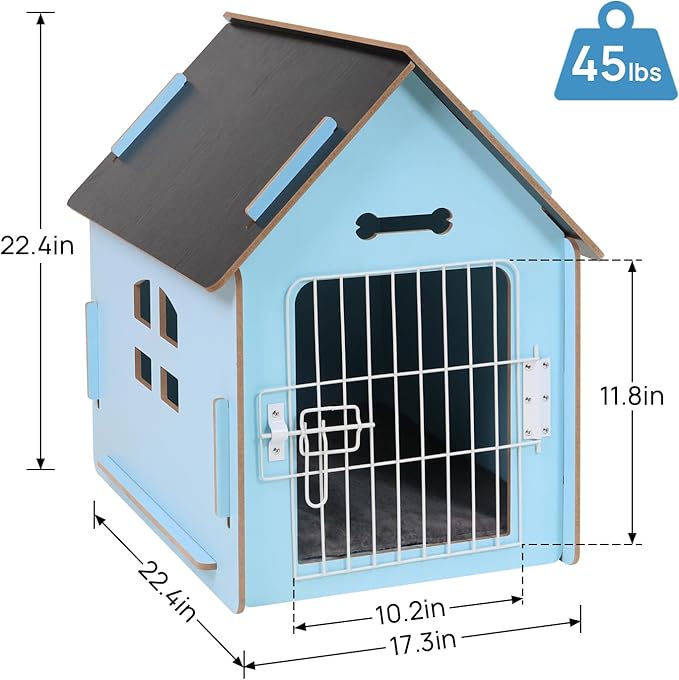 Dog House Indoor for Small Dogs or Cats, Cozy Wooden Design, Small Indoor Bed House, with Air Vents and Elevated Floor Warm Dog Cave-PawvioPets