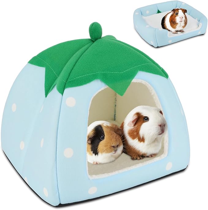 BWOGUE Guinea Pig House Bed Cozy Hamster Cave Large Hideout for Dwarf Rabbits Hedgehog Bearded Dragon Winter Nest Hamster Cage Accessories-PawvioPets